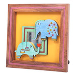 Elephant Family Wooden Frame Art for Kids Room