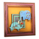 Elephant Family Wooden Frame Art for Kids Room