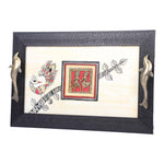 Wooden Dhokra Decorative Tray with Fish Handles