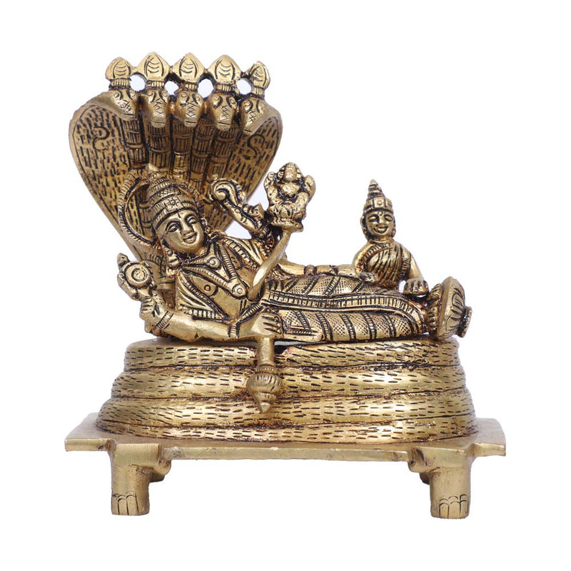 Handcrafted Brass Vishnu Lakshmi Idol for Home and Temple