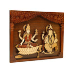 Lakshmi Ganesh Wooden Craving Painting Frame