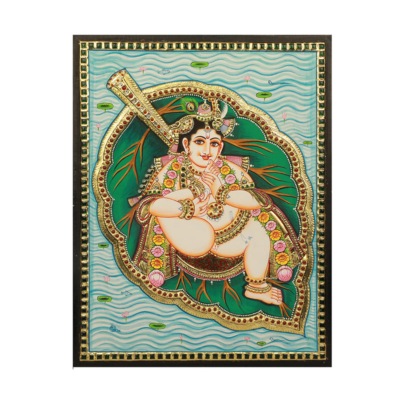 Leaf Krishna Tanjore Painting