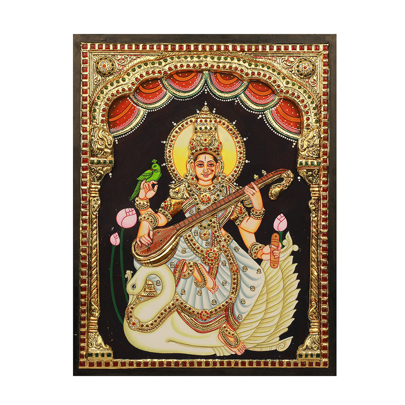 Tanjore Painting Saraswati ( Against Order/ Dispatch in 45 Days)