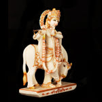 Marble Standing Krishna With Cow