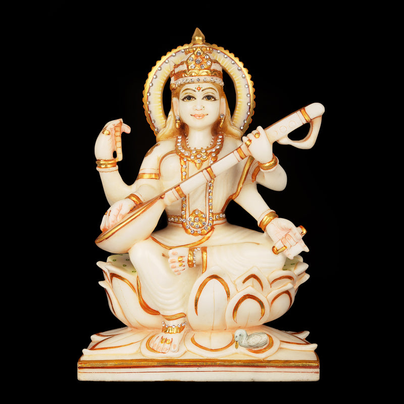 Marble Saraswathi Sitting