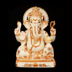 Marble Sitting Ganesha on Base