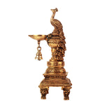 Peacock Sitting Lamp With Diya Bell