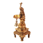 Peacock Sitting Lamp With Diya Bell
