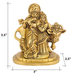 brass Radha Krishna with cow statue