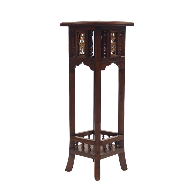 Wooden Side Table With Dhokra Art