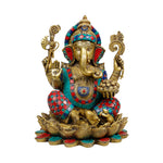 Brass Ganesh On Lotus