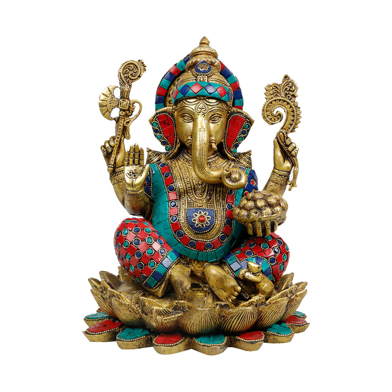 Brass Ganesh On Lotus