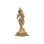 Brass Krishna Statue Standing On Lotus