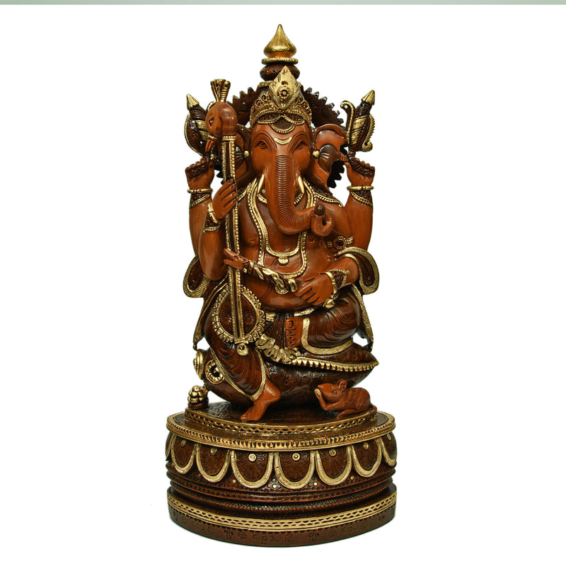 Musical Ganesha Sitting on Shankhu ragaarts.myshopify.com