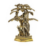 Brass Krishna statue with cow