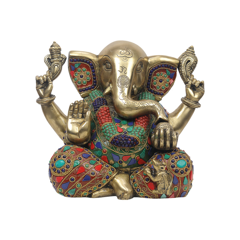 Brass Ganesh Stone Work