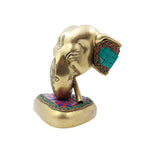 Flute Ganesha Sitting on Base With Stone Work