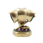 Flute Ganesha Sitting on Base With Stone Work