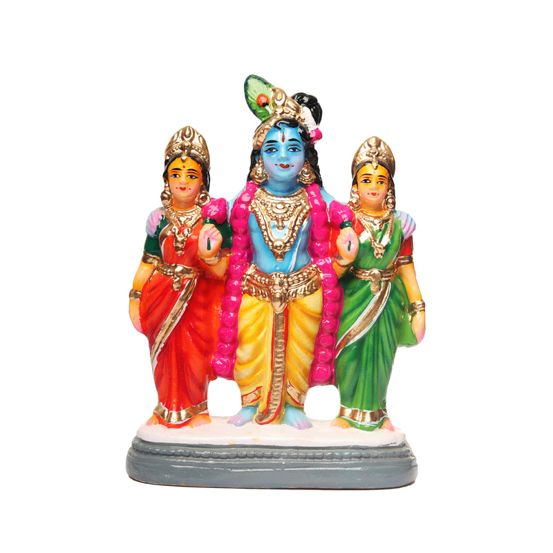 Bhama Rukmini Krishna Clay Dolls