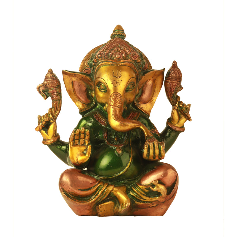 Crown Ganesha Green Finish