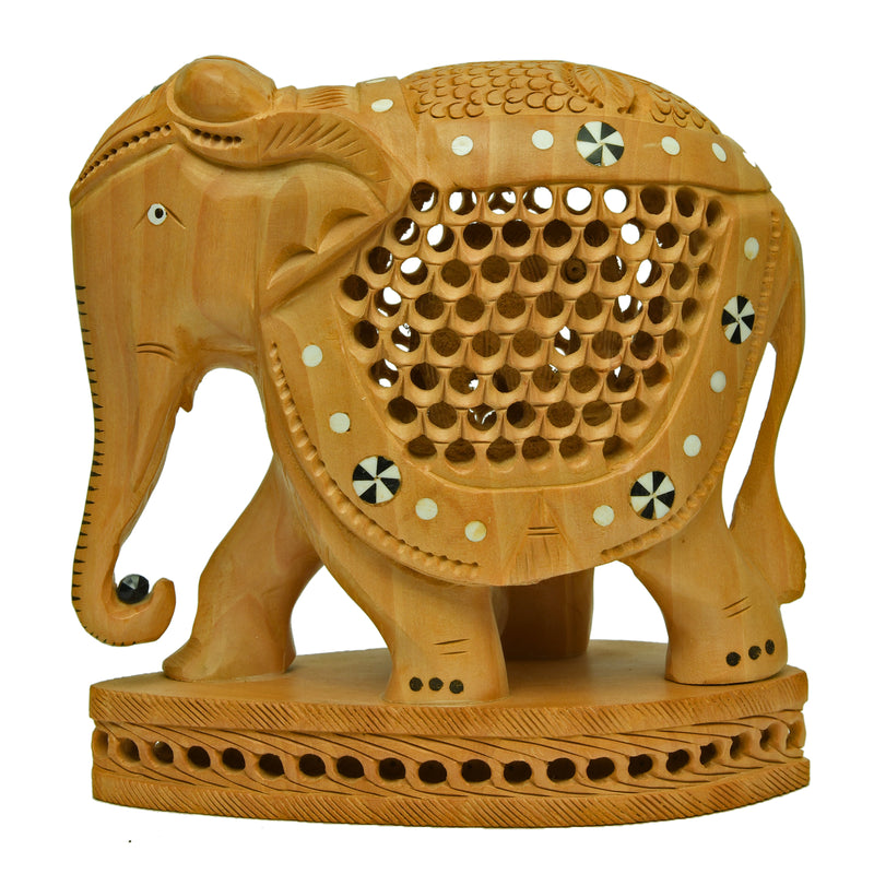Carved Elephant With Inlay Work ragaarts.myshopify.com