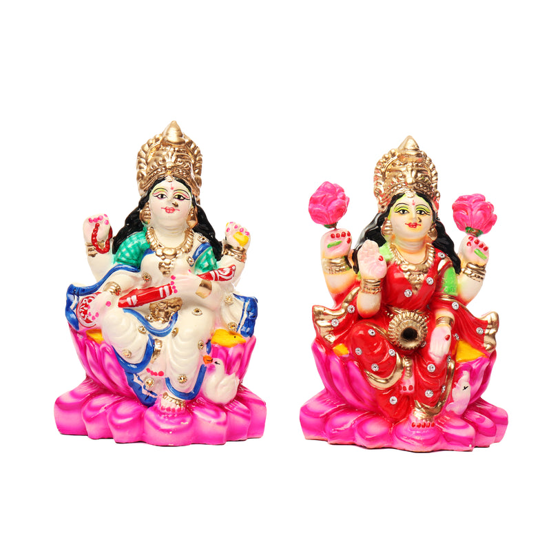 Traditional Lakshmi Saraswathi Idol Pair - Navaratri Golu Doll Set