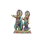 Handcrafted brass statue of Radha Krishna standing on lotus