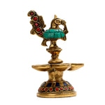 Decorative Brass Peacock Diya With 5 Oil Wick Brass Diya