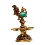 Decorative Brass Peacock Diya With 5 Oil Wick Brass Diya
