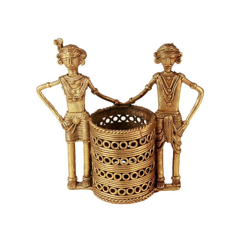 Tribal Man And Woman Pen Stand