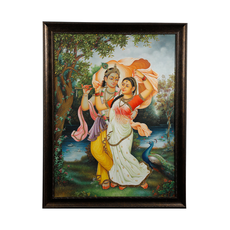 Radha Krishna Antique Canvas Painting