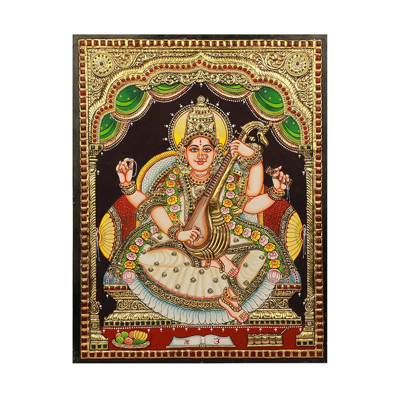 Authentic Saraswati Tanjore Painting