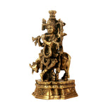 Standing Cow Krishna Brass Idol
