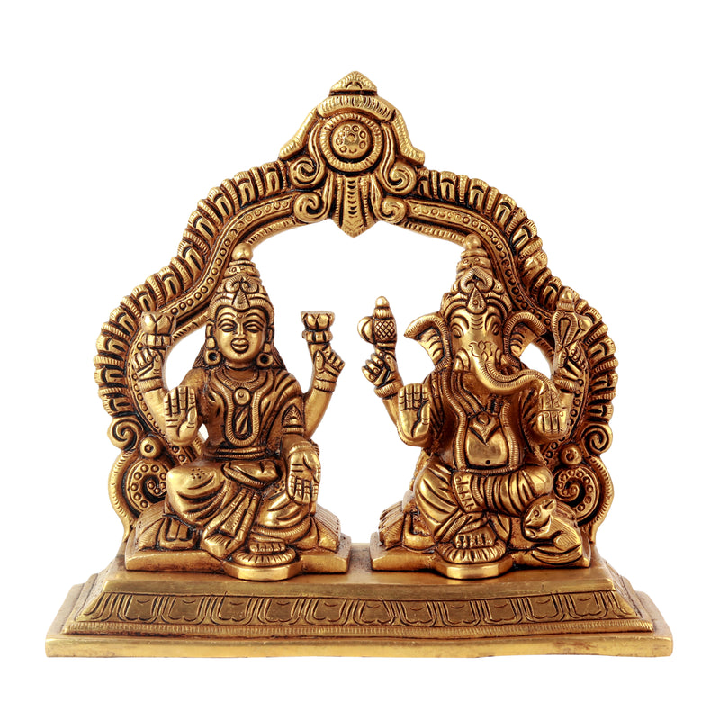 Ganesha With Laxmi Sitting With Arch