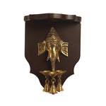 Brass Lord Ganesha |  3 Diya and 3 Bell | Wall Hanging | With Frame