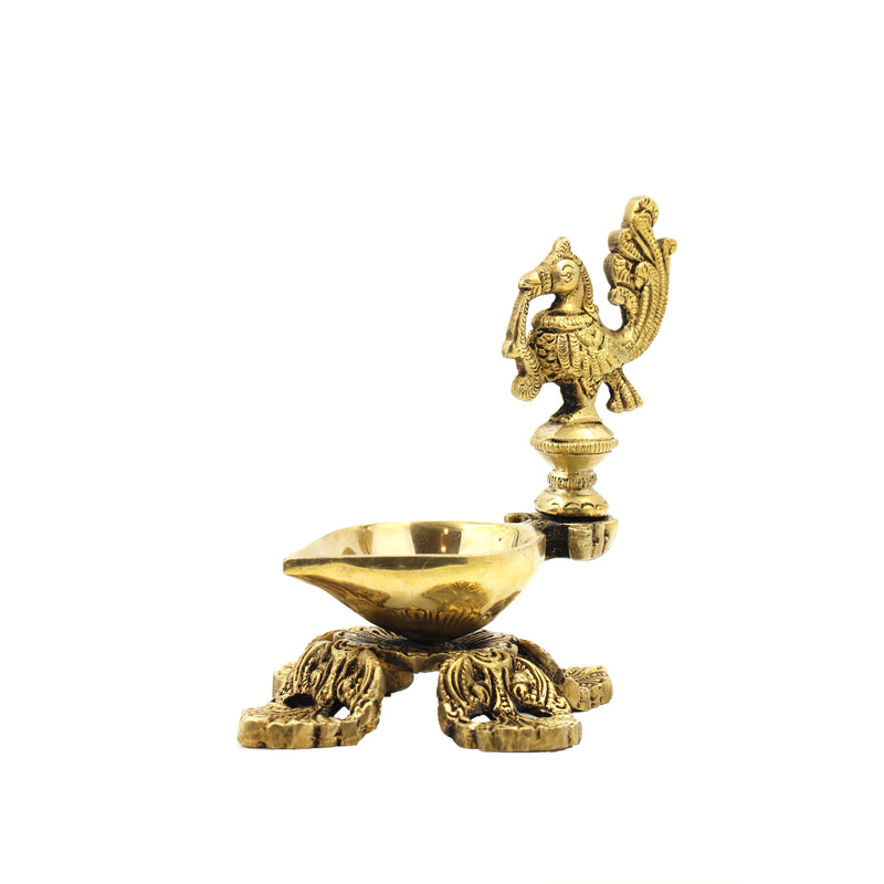 Peacock Diya with Leaf  Base