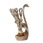 Metal Swan With 6 Spoon