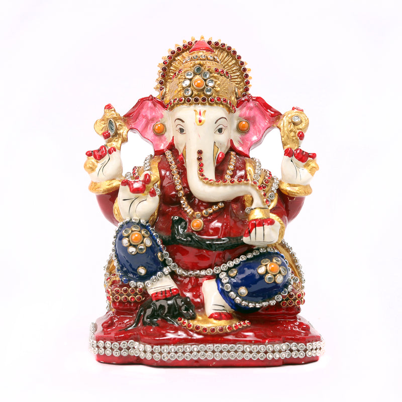 Sitting Ganesha With Stone Work