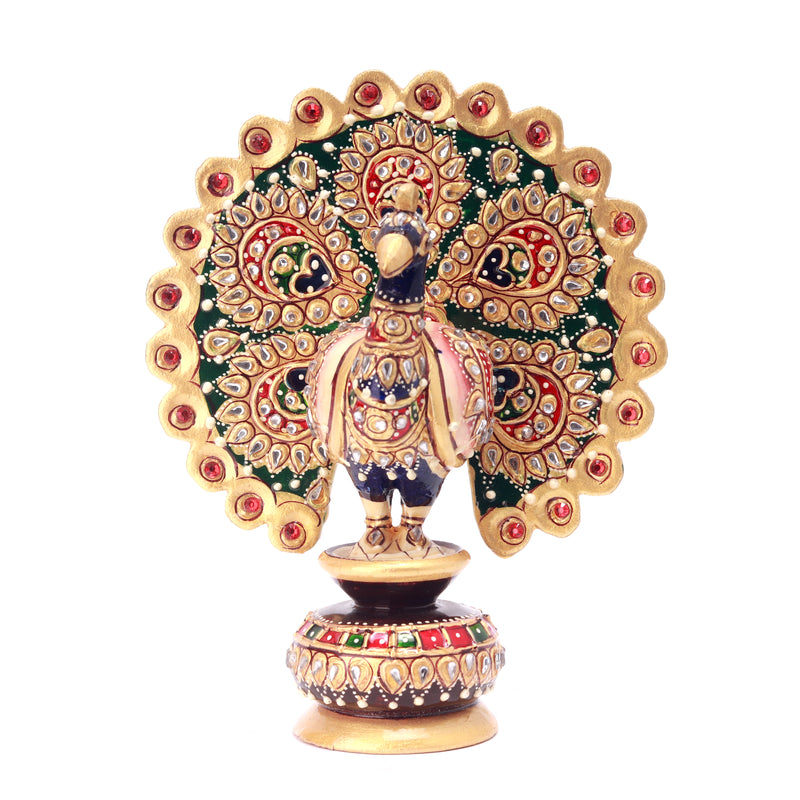 Wooden Peacoke With Stone Work