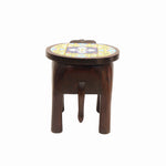 Wooden Elephant Stool With Marble Top