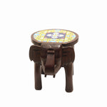 Wooden Elephant Stool With Marble Top