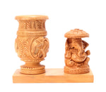 Wooden Pen Stand With Ganesha