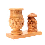 Wooden Pen Stand With Ganesha