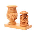 Wooden Pen Stand With Ganesha