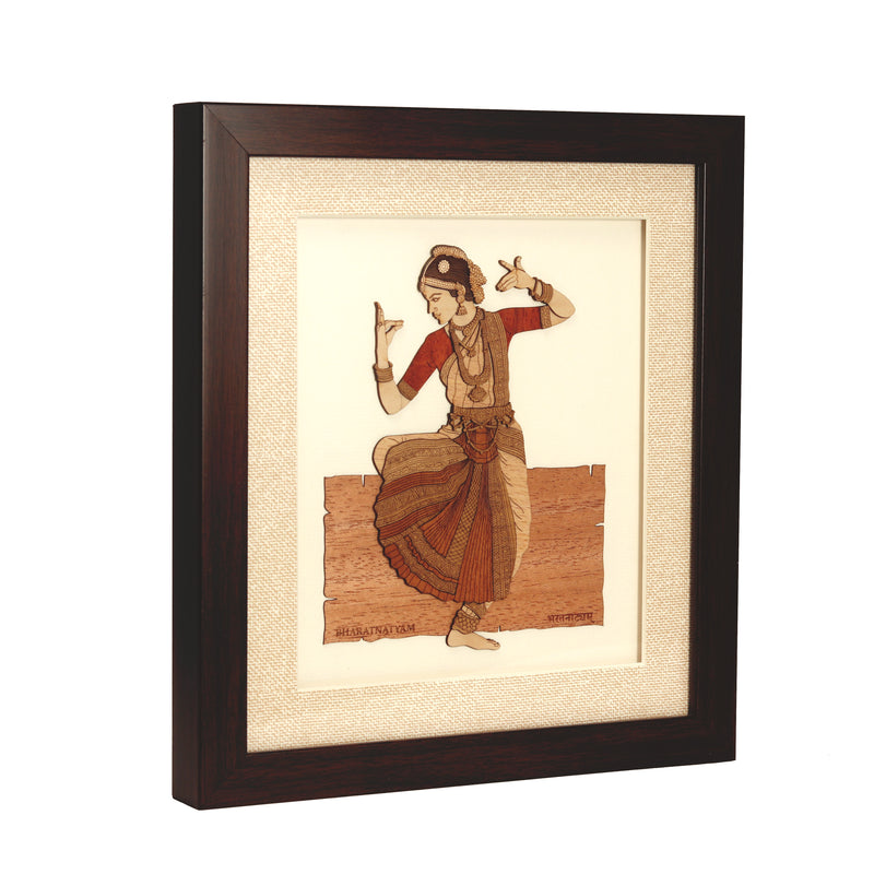 Bharatnatyam Dancer Wooden Carving Frame