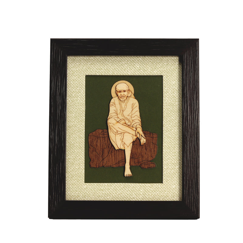 Sai Baba Wooden Carving Frame