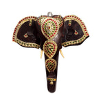 Waghai Wood Wall Hanging Elephant With Stone Work