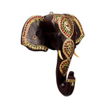 Waghai Wood Wall Hanging Elephant With Stone Work