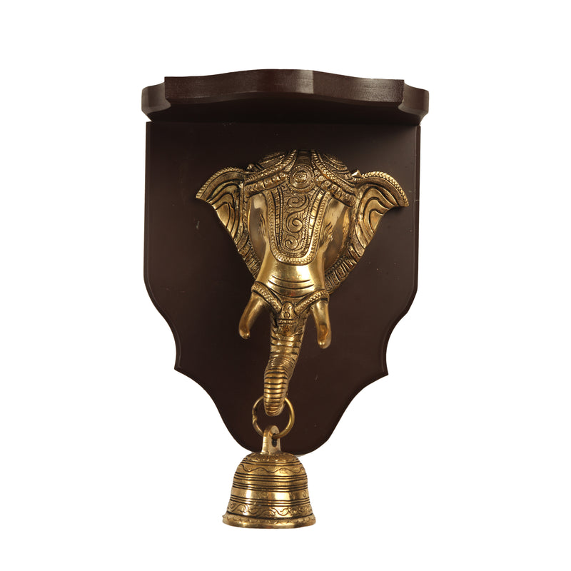 Brass Wall Hanging Elephant Head With Bell