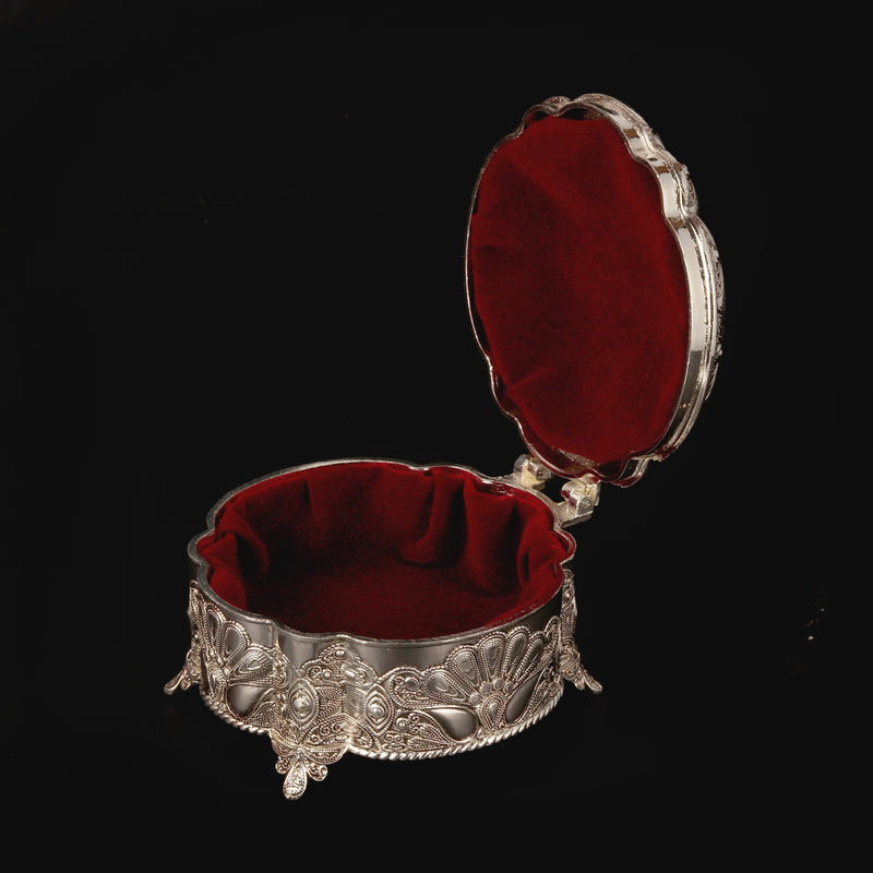 White Metal Round Box